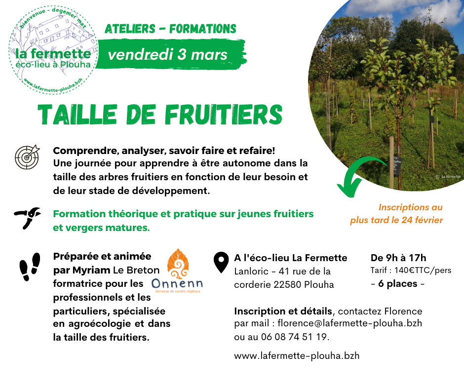 Formation taille de fruitiers -3 mars 2023-ecolieu, la Fermette
